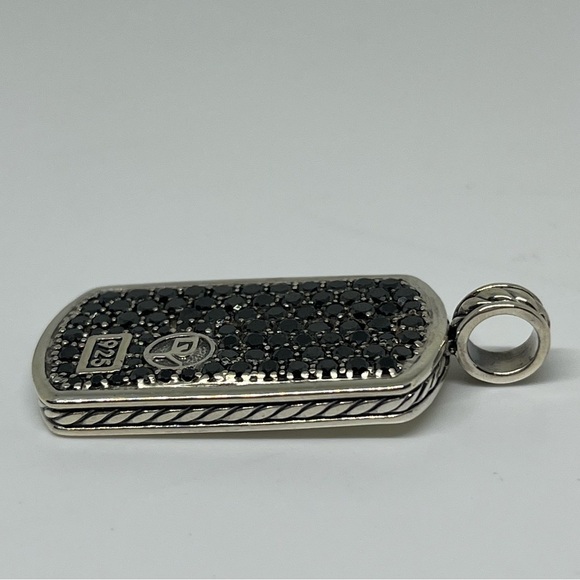 David Yurman dog tag pendent with black diamonds - Picture 7 of 7
